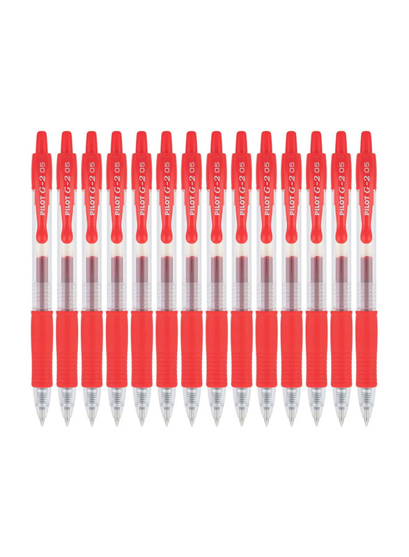 Pilot 14-Piece G2 Premium Gel Roller Pens, 0.5mm, Red