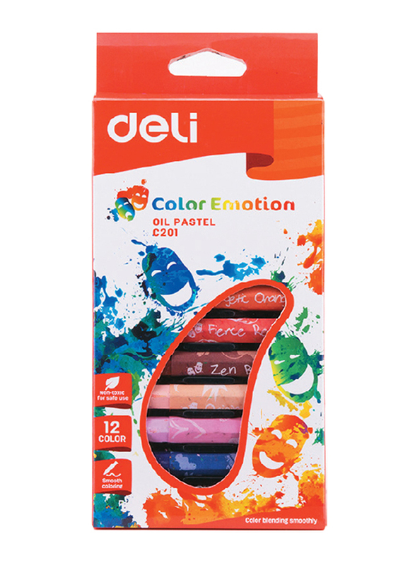 Deli Color Emotion Oil Pastel Set for Perfect Blending, 12-Piece, C201, Multicolour