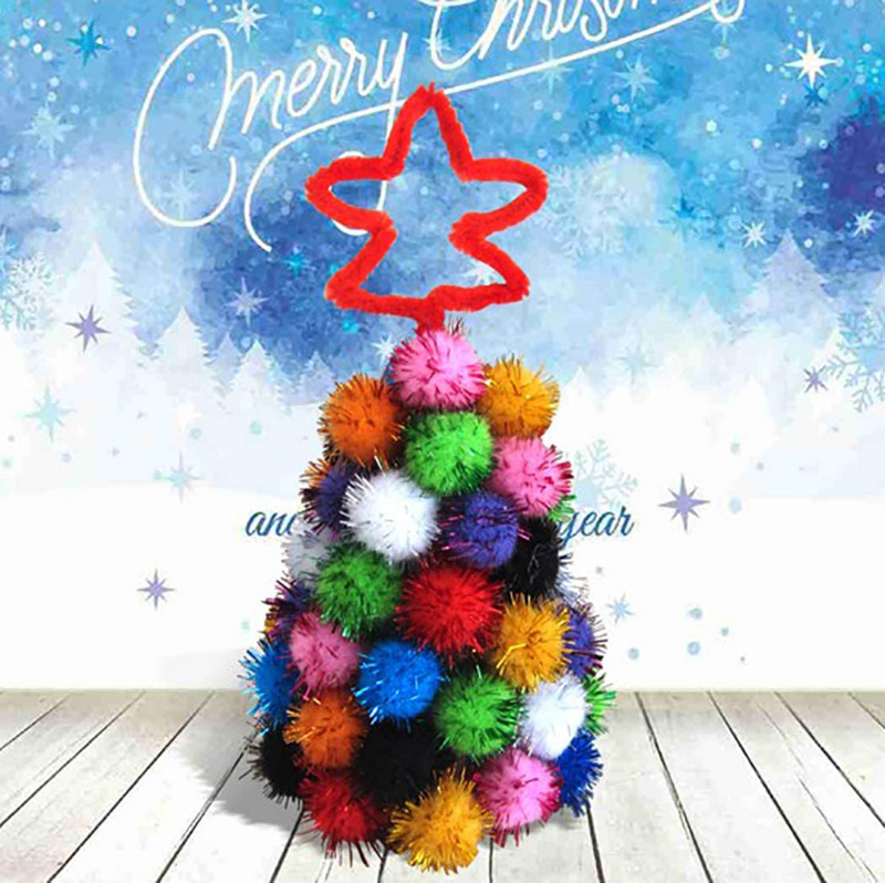 Outgeek Christmas Glitter Pompom Balls, 2000-Piece, Assorted Colours
