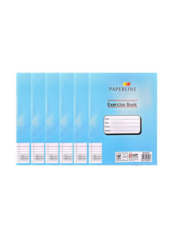 

Paperline Single Line Exercise Book, 50 Sheets, 6 Pieces, Blue