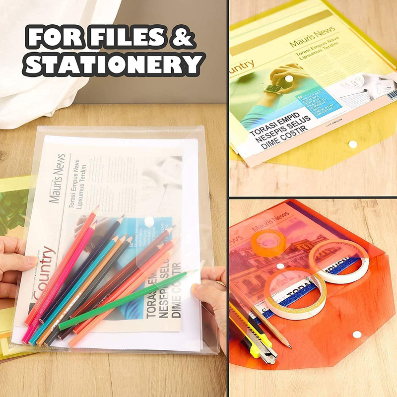 Xsj Poly Envelope Folder, A4 Size, 20 Pieces, Assorted Colours