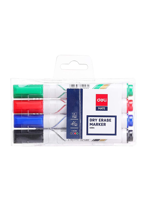 Deli 4-Piece Mate Dry Erase Marker Set, U004, Multicolour