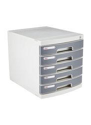 Deli 5 Layer File Lock Cabinet, E8855, Light Grey