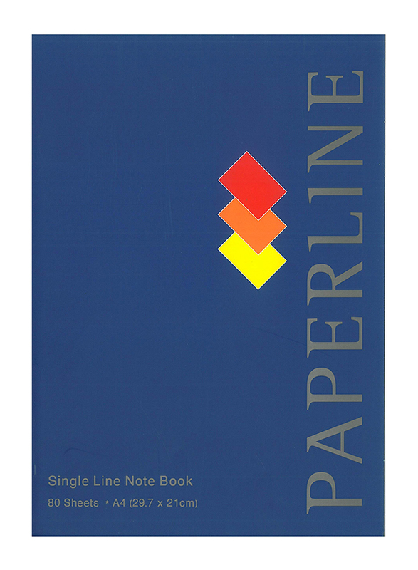 Paperline Single Line Notebook, 80 Sheets, A4 Size, Blue