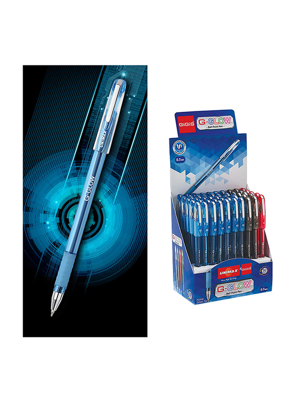 Gigis Unimax G-Glow 50-Piece Ballpoint Pen, 0.7mm, Blue