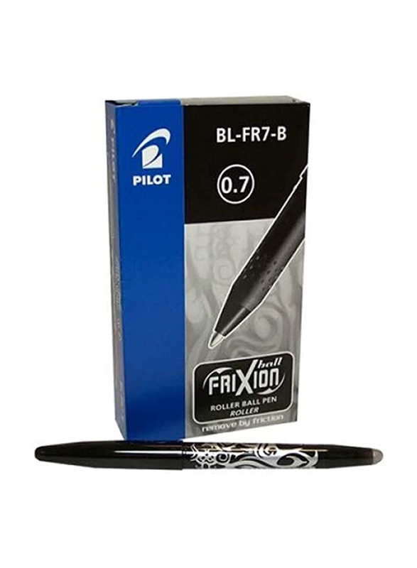 Pilot 12-Piece Frixion Roller Ball Pen, 0.7mm, BL-FR7-B, Black
