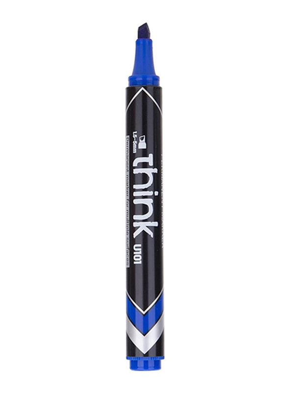 Deli 12-Piece Think Chisel Tip Permanent Marker, EU10130, Blue