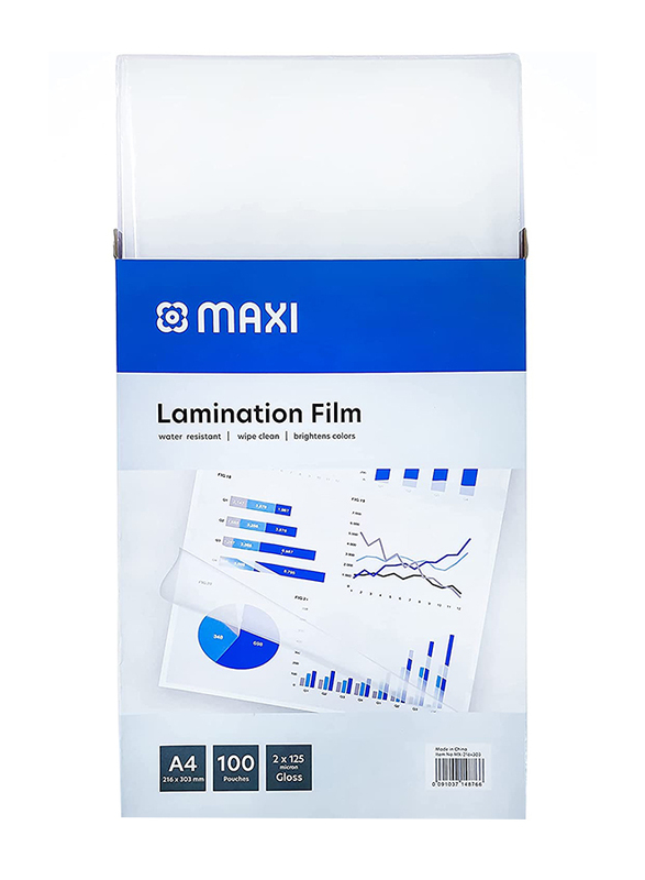 Maxi Lamination Film, A4 Size, 125 Micron, 100 Pieces, Clear