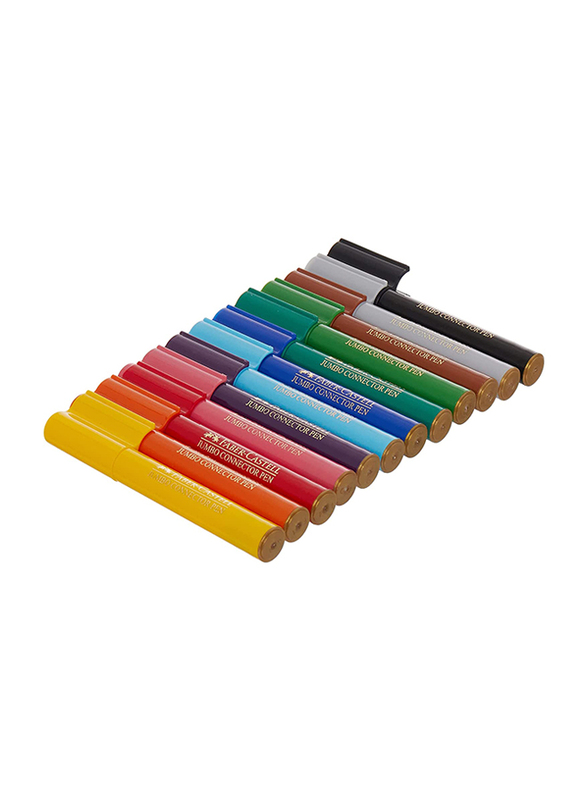 Faber-Castell Jumbo Connector Colours Pens, 12 Piece, Multicolour