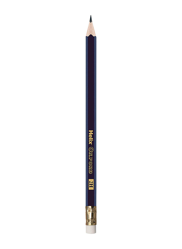 Helix 12-Piece Oxford 2H Grade Graphite Pencils with Eraser Tip, 187353, Black