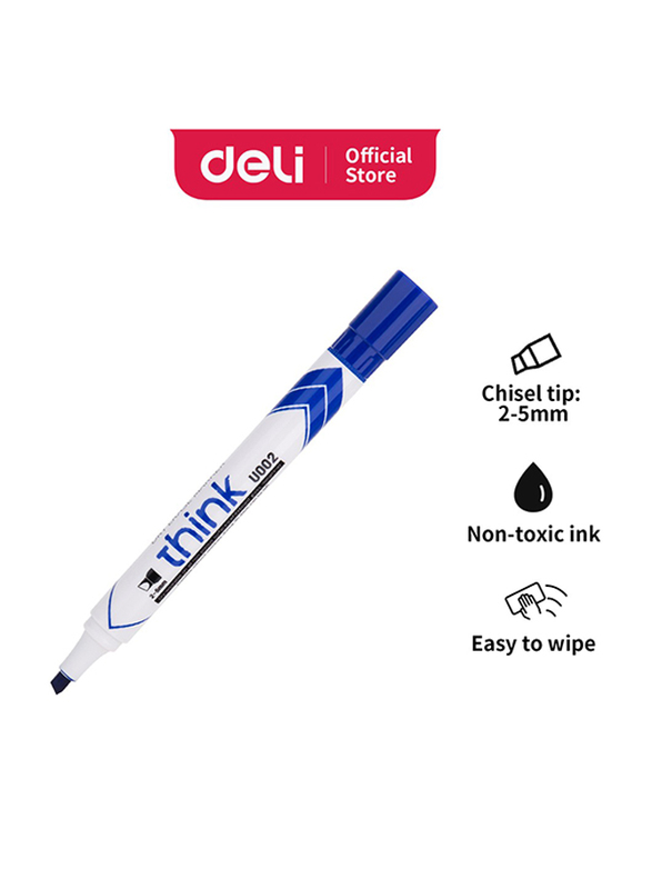 Deli 12-Piece Think Dry Erase Marker, EU00230, Blue