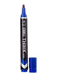 Deli 12-Piece Think Permanent Marker with Bullet Tip & Low Odor Ink, EU10030, Blue