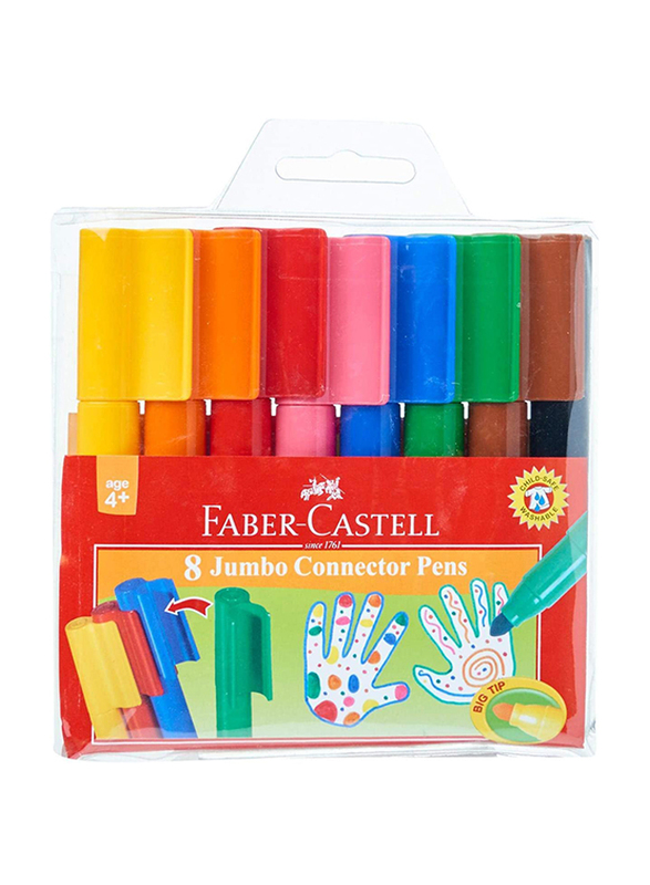 Faber-Castell Jumbo Connector Pens, 8 Pieces, Multicolour