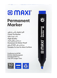 Maxi 10-Piece Permanent Marker Set with Chisel Tip, Blue