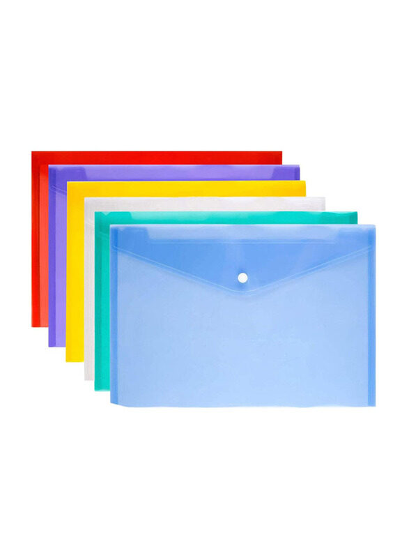 

Subyvek Plastic Document Office Files Envelope Folders Pockets, A4, 6 Piece, Multicolour