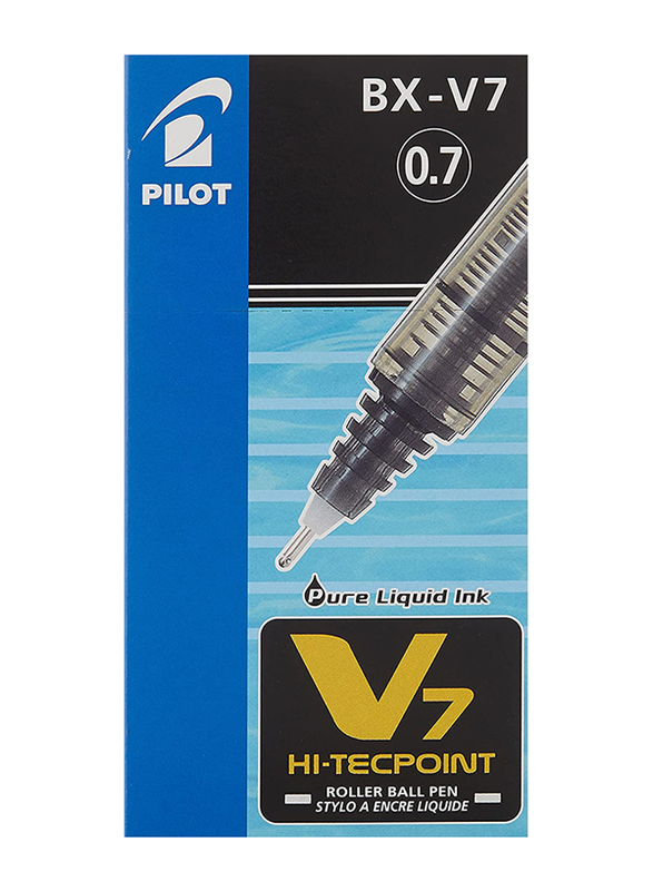 Pilot 12-Piece V7 Hi-Tecpoint Rollerball Pen, 0.7mm, Black