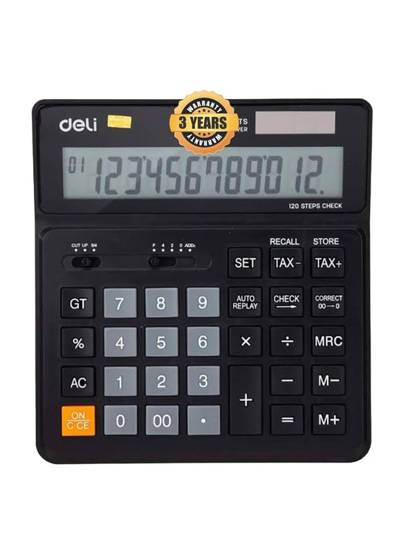 Deli 12-Digit Desktop Calculator, M010, Black