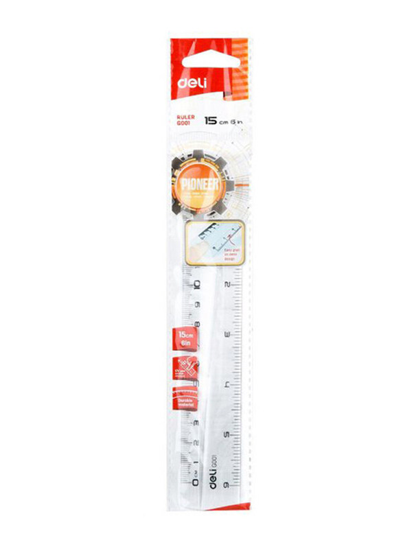 

Deli EG00112 Plastic Ruler, 150mm, Clear