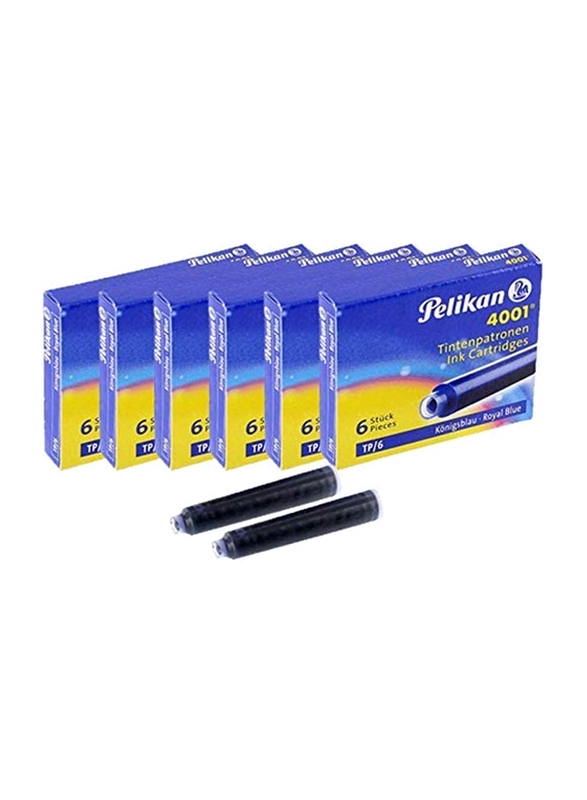 Pelikan 6-Piece  Small Size Ink Cartridge for Fountain Pen, 4001, Blue
