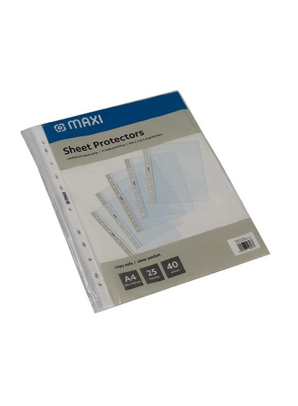 Maxi Sheet Protector, A4 Size, 40 Micron, 25 Pieces, Clear
