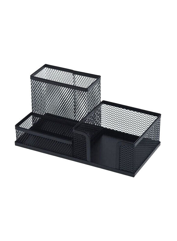 

Deli 3 Compartment Pencil Pen Note Holder, Black