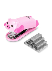 Deli Mini Cute Cartoon Animals Piggy No 10 Stapler, Pink