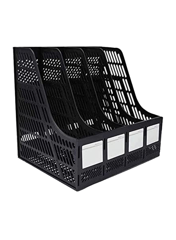 Deli Joyelife Desktop Quadruplicate Magazine Plastic Holders, Black