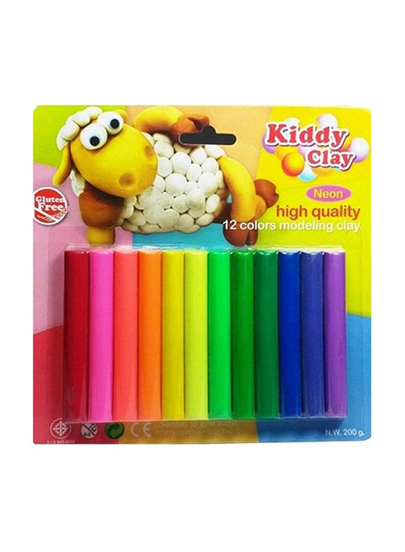 Kiddy Clay 12-Piece High Quality Modelling Clay Set, Multicolour