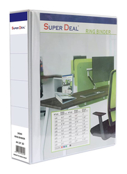 Super Deal 2D Ring Binder, A4 Size, 3-inch Spine, White