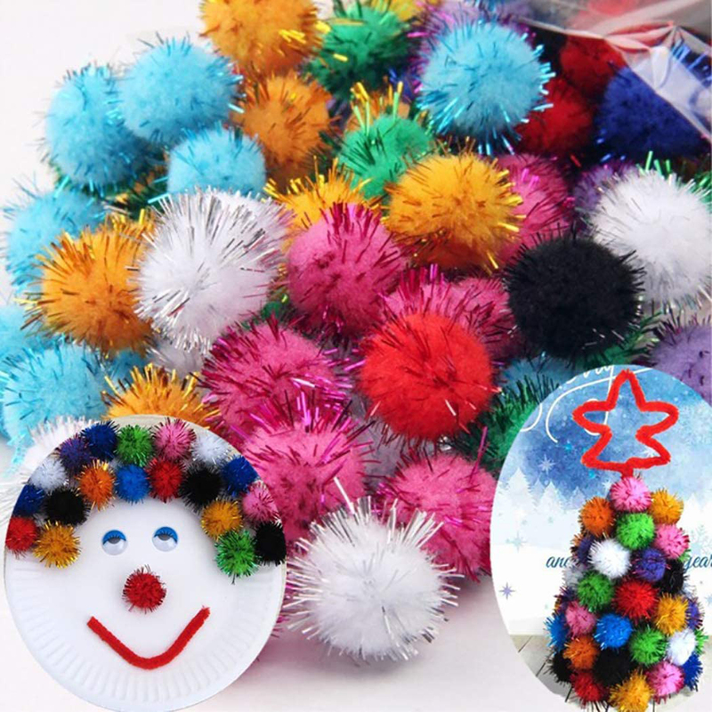 Outgeek Christmas Glitter Pompom Balls, 2000-Piece, Assorted Colours