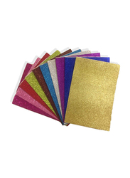 Self-Adhesive Sticky Glitter Art Foam Gum Papers Set, 10 Pieces, A4 Size, Multicolour