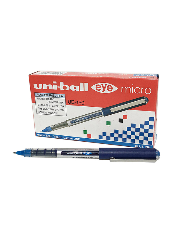 Uniball 12-Piece Eye Micro Rollerball Pen Set, 0.5mm, UB-150, Blue