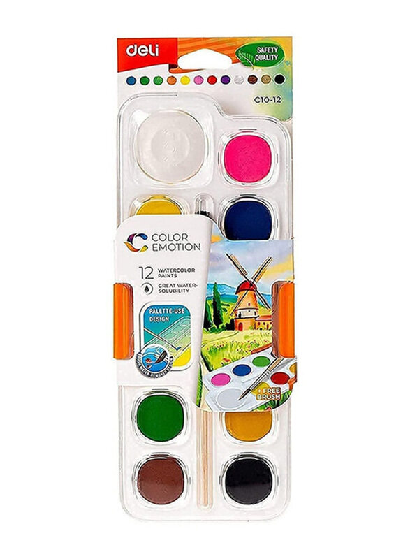 

Deli Colour Emotion Water Paint, 12 Shades, Multicolour