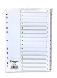 Deluxe Plastic 1-15 with Number Divider, A4, 47415, Grey
