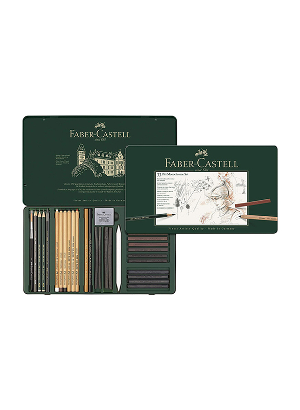 Faber-Castell Pitt Monochrome Pencil Set, 33 Pieces, Multicolour