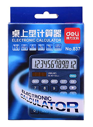 Deli 12-Digit Dual Power Basic Calculator, 837, Black