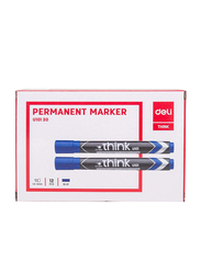 Deli 12-Piece Think Permanent Marker with Low Odor Ink, EU10130, Blue