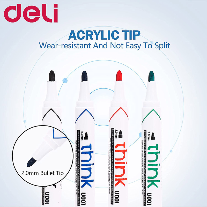 DELI 4-Piece Think Whiteboard Dry Erase Marker, U00101, Multicolour