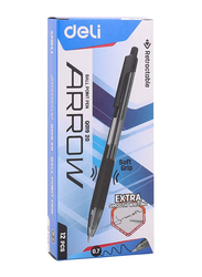 Deli Retractable Arrow Ballpoint Pen, 0.7mm, EQ01920, Black