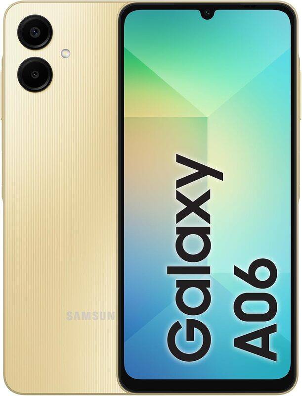 

Samasung Samsung Galaxy A06 LTE, Android Smartphone, Dual SIM Mobile Phone, 4GB RAM, 128GB Storage, Gold (UAE Version)