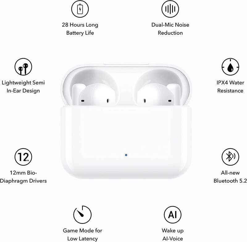 Honor Choice Wireless Bluetooth Earbuds X With Charging Case Glacier White