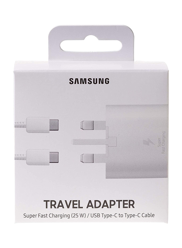 Samsung Original 25W Fast Charging USB-C Mobile Phone Wall Charger, EP-TA800XWEGGB, White