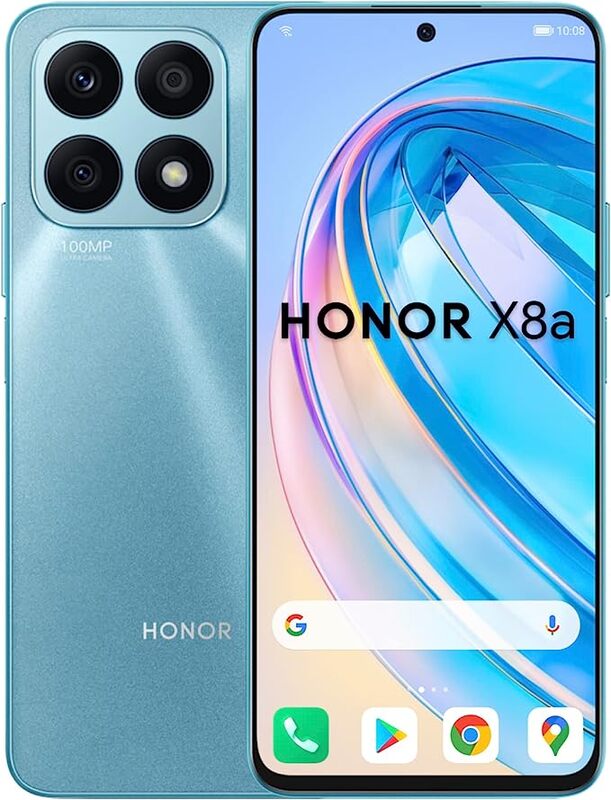 HONOR X8a Smartphone Unlocked, 100MP Triple Camera, 6.7" 90Hz Fullview Display, 8 GB+128 GB, Android 12, Dual SIM Cyan Lake( UAE Version )