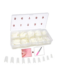 AMZ French Style False Acrylic Half Nail Box Tips, 10 Sizes, 500 Pieces, White