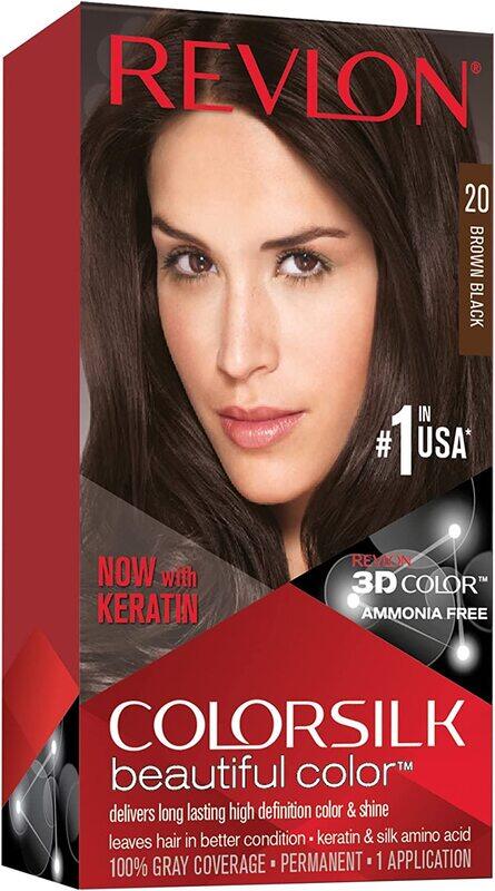 

Revlon ColorSilk Beautiful Color Hair, 20 Brown Black