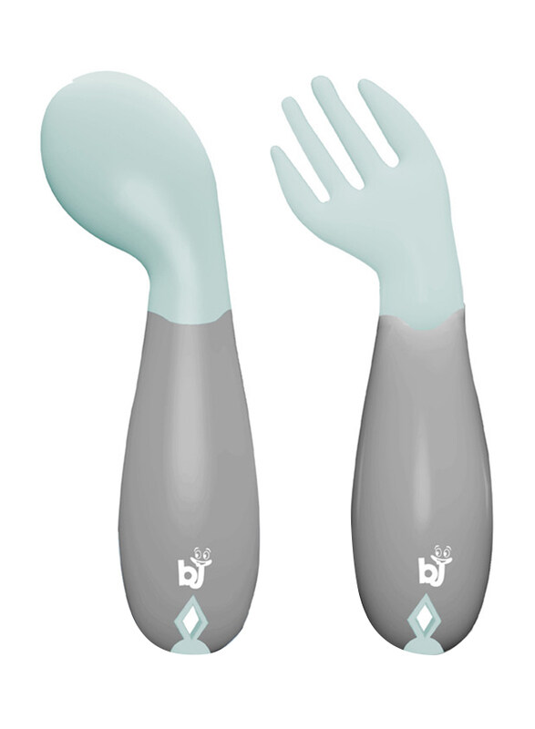 

Babyjem Plastic Angled Fork & Spoon Set, 6+ Months, Green