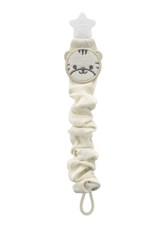 

Babyjem Ecru Tiger Pacifier Holder, Newborn, Cream