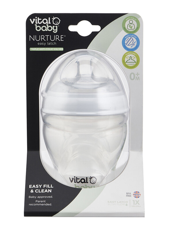 

Vital Baby Nurture Breast Like Feeding Bottles 240ml, Clear