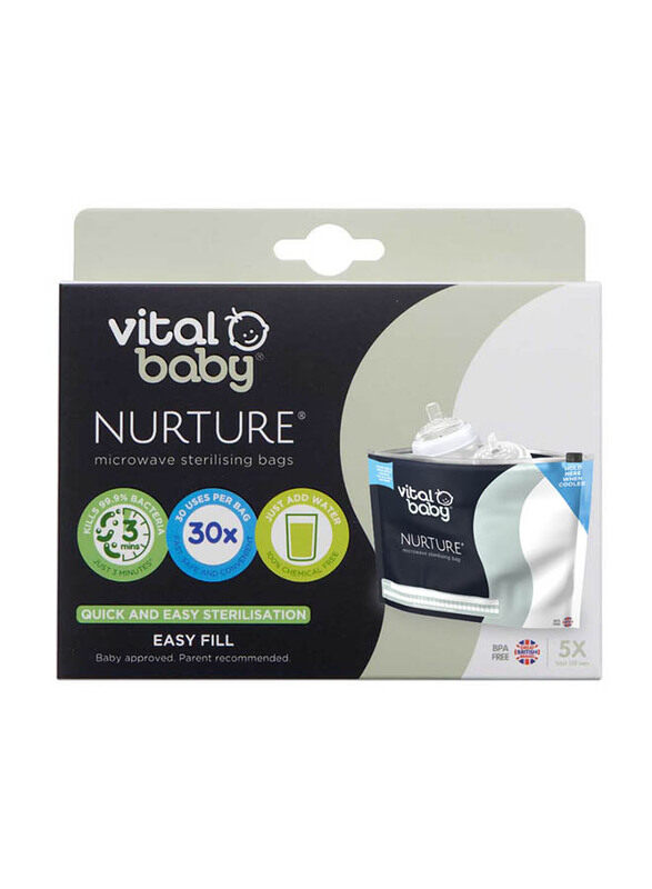 

Vital Baby Nurture Microwave Sterilising Bags, 5 Pieces, Clear