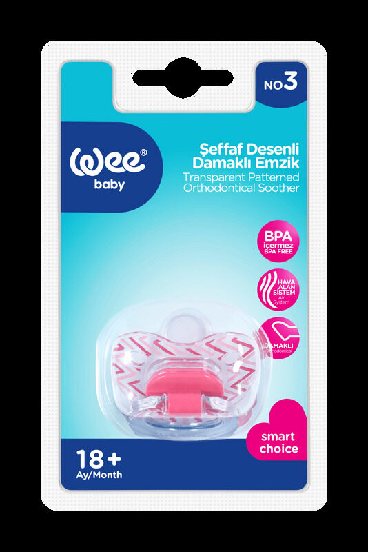 

Wee Baby Patterned Orthodontical Soother, 18+ Months, Assorted Colour